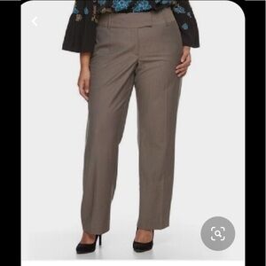 Cuffed Trouser Dress Pants Flat Front Straight Leg Beige by Blacker Womens 14